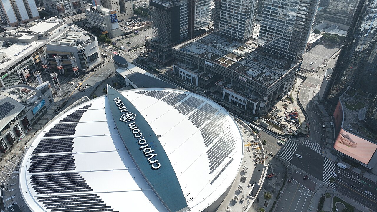 Los Angeles - Crypto.com arena drone shot early